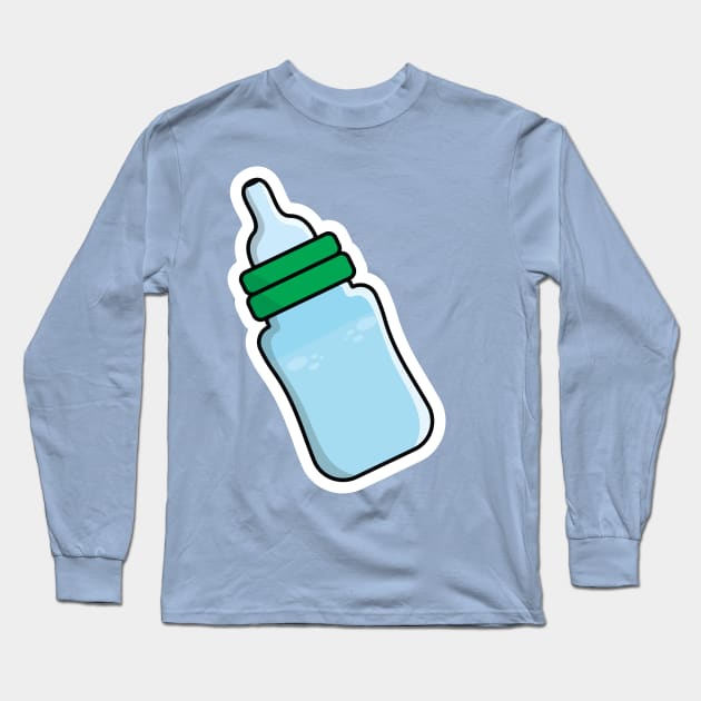 Baby's Milk Bottle Sticker vector illustration. People drink objects icon concept. Newborn baby plastic water and milk bottle sticker vector design with shadow. Long Sleeve T-Shirt by AlviStudio